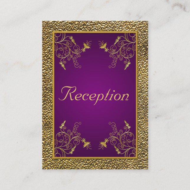 Royal Lila and Gold Floral Enclosure Card Begleitkarte (Vorderseite)