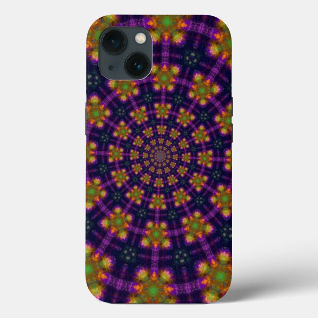 Royal Lila and Gold Kaleidoscope Pattern Case-Mate iPhone Hülle (Rückseite)