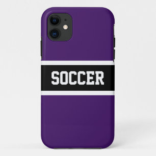 Royal Lila Black Athletic Stripes SOCCER Text Case-Mate iPhone Hülle