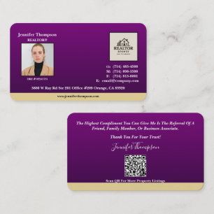 Royal Lila Business Card mit Goldakzent Visitenkarte