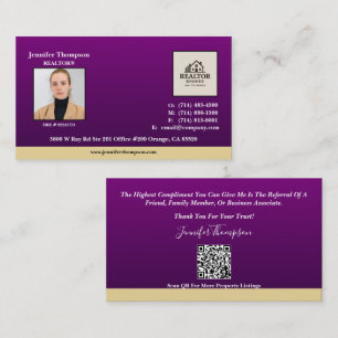 Royal Lila Business Card mit Goldakzent Visitenkarte