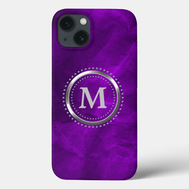 Royal Lila Chrome Monogram Case-Mate iPhone Hülle (Rückseite)