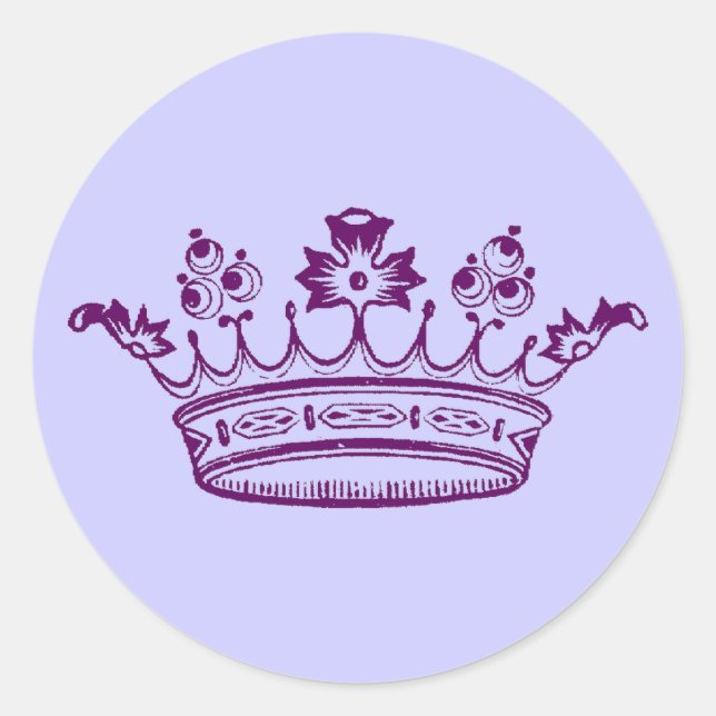 Royal Lila Crown Runder Aufkleber (Vorderseite)