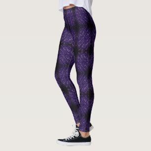 Royal Lila Dark Abstrakt Pattern Geometric Leggings