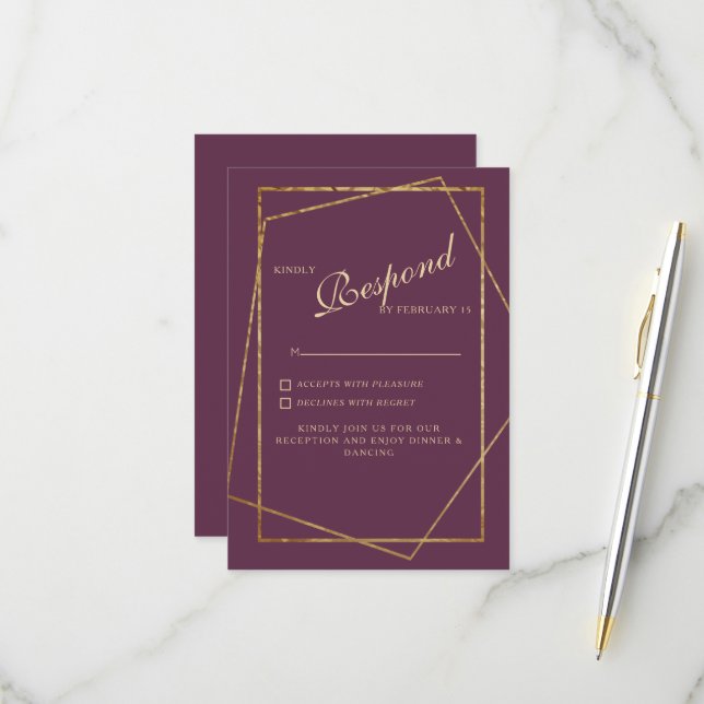 Royal Lila Ethnic Elegant Wedding UAWG RSVP Karte (Vorderseite/Rückseite Beispiel)
