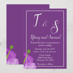 Royal Lila Floral Wedding Einladung