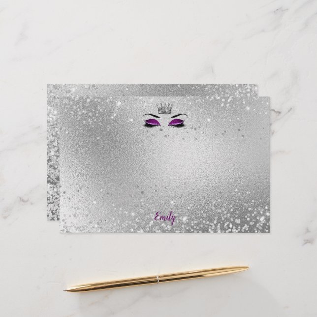 Royal Lila Glitzer Eyes Matching Stationery Briefpapier (Vorderseite/Rückseite Beispiel)