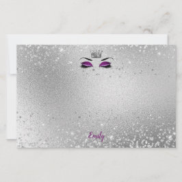 Royal Lila Glitzer Eyes Matching Stationery Briefpapier