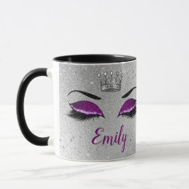 Royal Lila Glitzer Eyes Monogram Tasse