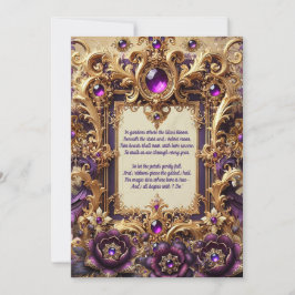 Royal Lila & Gold Baroque Wedding Card Einladung