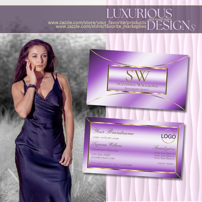 Royal Lila Gold Decke mit Monogram und Logo Visitenkarte (Von Creator hochgeladen)