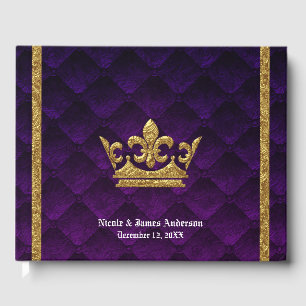 Royal Lila & Gold Eleganter Glamour Hochzeit Gästebuch