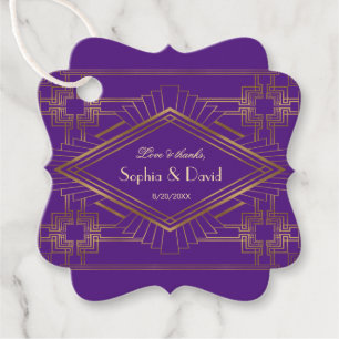 Royal Lila Gold Great Gatsby Wedding Geschenkanhänger