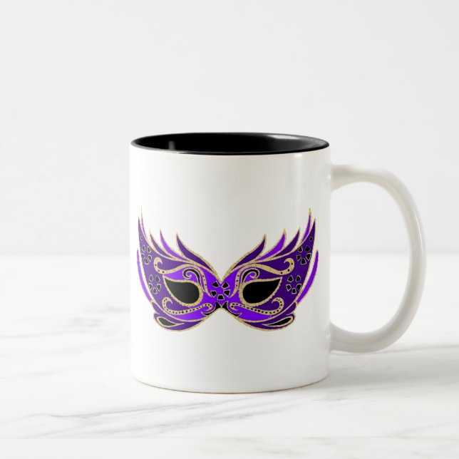 Royal lila Maskerbe Zweifarbige Tasse (Rechts)
