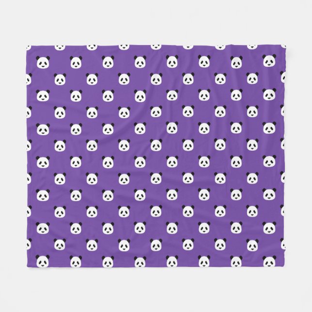 Royal Lila - Minimalistisch Panda Pattern Fleecedecke (Vorderseite (Horizontal))