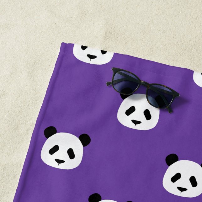 Royal Lila - Minimalistisch Panda Pattern Strandtuch (Beispiel)