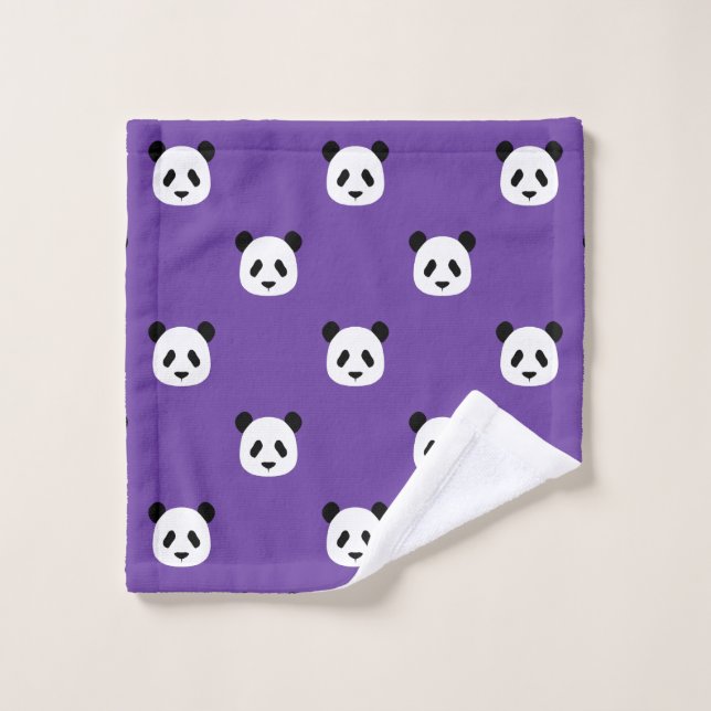Royal Lila - Minimalistisch Panda Pattern Waschlappen (Waschlappen)