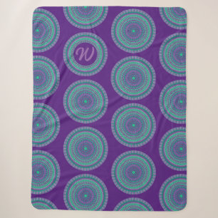 Royal Lila Monogram Mandala Sherpa Blanket Sherpadecke