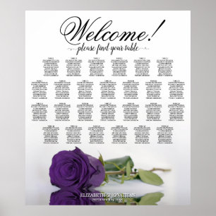 Royal Lila Rose 26 Table Wedding Seating Chart Poster