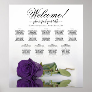 Royal Lila Rose 9 Tabelle Hochzeitskarte Poster