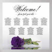 Royal Lila Rose 9 Tabelle Hochzeitskarte