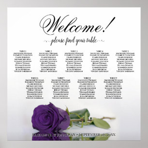 Royal Lila Rose 9 Tabelle Hochzeitskarte Poster