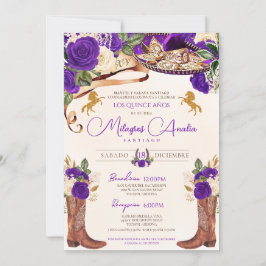 Royal Lila Rose Mariachi Elegante Western Charro Einladung