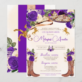 Royal Lila Rose Mariachi Elegante Western Charro Einladung