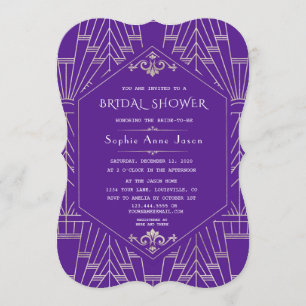 Royal Lila Silver Great Gatsby Brautparty Einladung