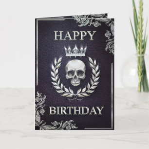 Royal Lila & Silver King of the Dead Birthday Karte