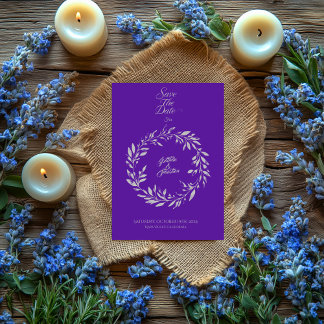 Royal Lila & Soft Silver Circle, Save the Date Einladung
