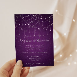 Royal Lila & String Lights Abend Party Wedding Einladung
