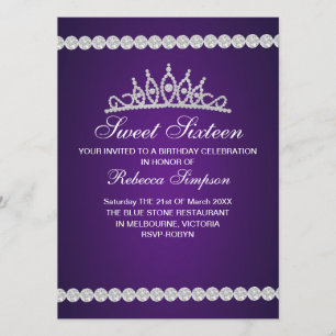 Royal Lila Tiara Einladung zum Geburtstag