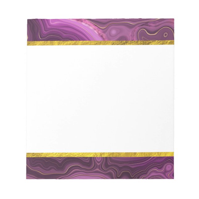 Royal Lila und Gold Agate Abstrakt Notizblock (Vorderseite)