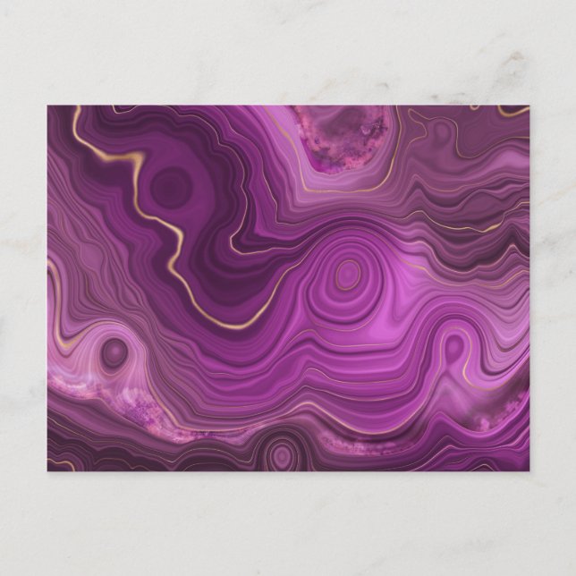Royal Lila und Gold Agate Abstrakt Postkarte (Vorderseite)