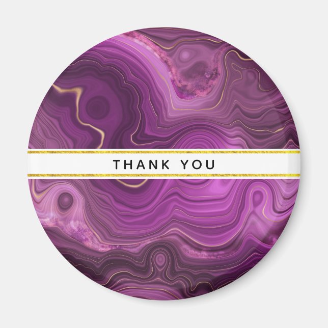 Royal Lila und Gold Agate Abstrakt Vielen Dank Magnet (Vorne)