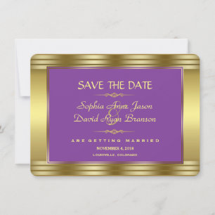 Royal Lila und Gold Wedding speichern das Datum Save The Date
