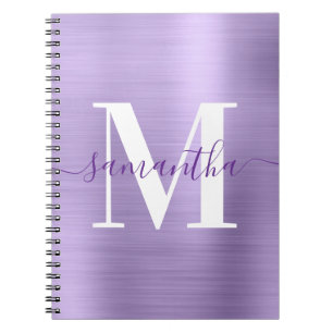 Royal Lila und White Monogram Pale Shimmer Notizblock