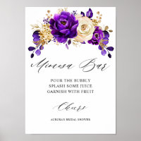 Royal Lila Violet Gold Brautparty Mimosa Bar