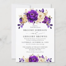 Royal Lila Violet Gold Floral Botanische Hochzeit