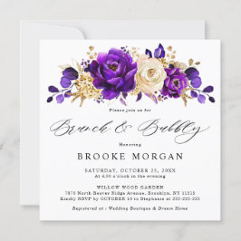 Royal Lila Violet Gold Floral Brautparty Einladung