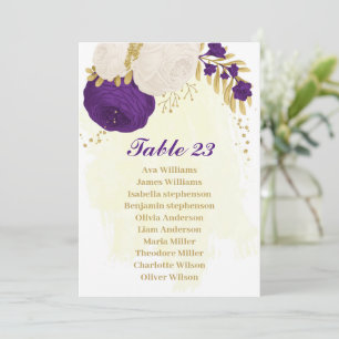 Royal lila weiße Blume, goldene Sitzkarte Einladung