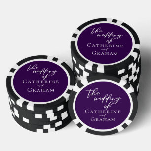 Royal Lila White Typografy Personalisiert Wedding Pokerchips