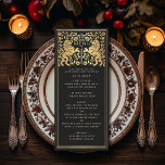 Royal Lion Medieval Sword Hochzeitstag Menü Menükarte<br><div class="desc">Feiern Sie Ihren besonderen Tag mit diesem Royal Medieval Lion Wedding Design. Gold in diesem Design ist keine echte Folie. Sie können dies durch einen Klick auf "PERSONALISIEREN" weiter anpassen.</div>