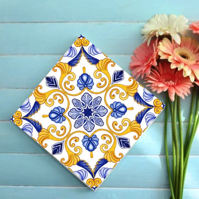 Royal Lisbon Scrollwork  Elegant Portuguese Blue  Fliese (Von Creator hochgeladen)
