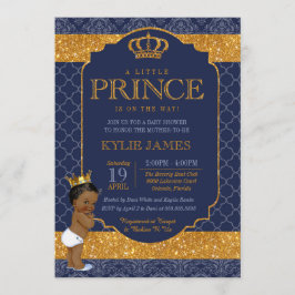 Royal Little Prince Navy Blue Gold Baby Dusche Einladung