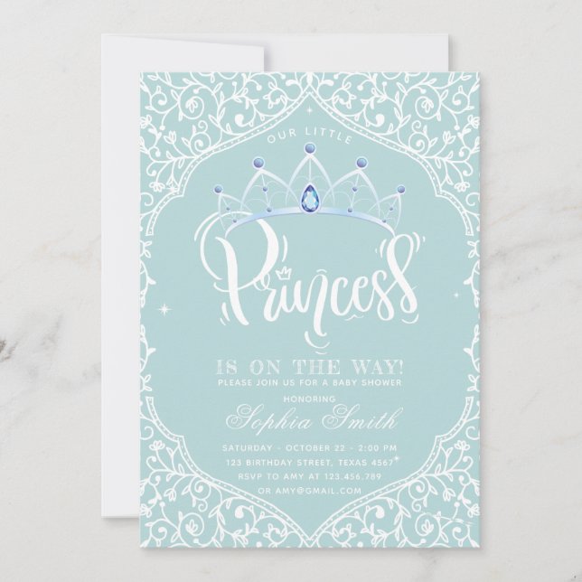 Royal Little Princess Baby Dusche Ornamental Einladung (Vorderseite)