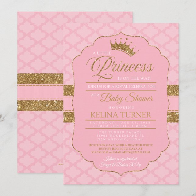 Royal Little Princess Babydusche Einladung (Vorne/Hinten)