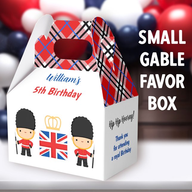 Royal London Garards British Tartan Boy Birthday Geschenkschachtel (Royal London Guards Small Gable Favor Boxes - You can choose from 3 sizes of these gable favor boxes)