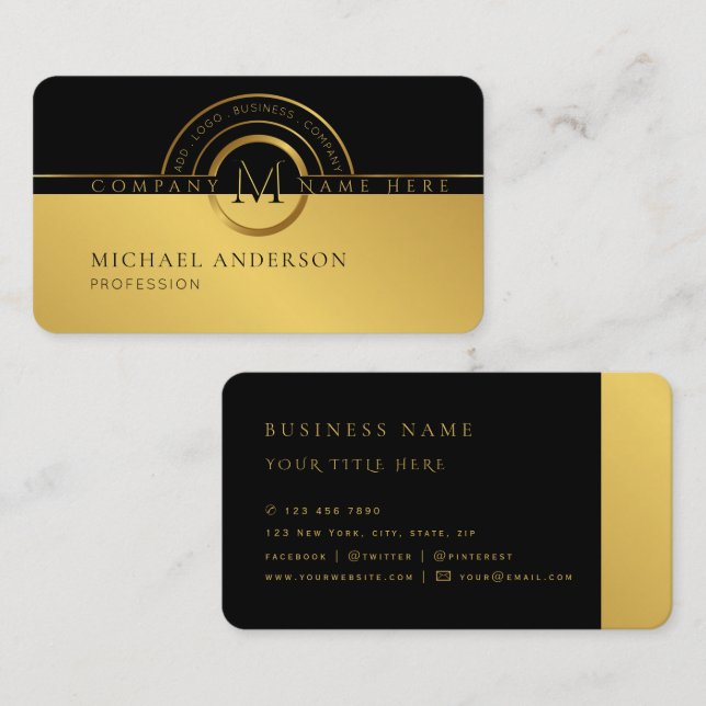 Royal Luxury Gold Runde Abstrakt Beruflich Visitenkarte (Vorne/Hinten)